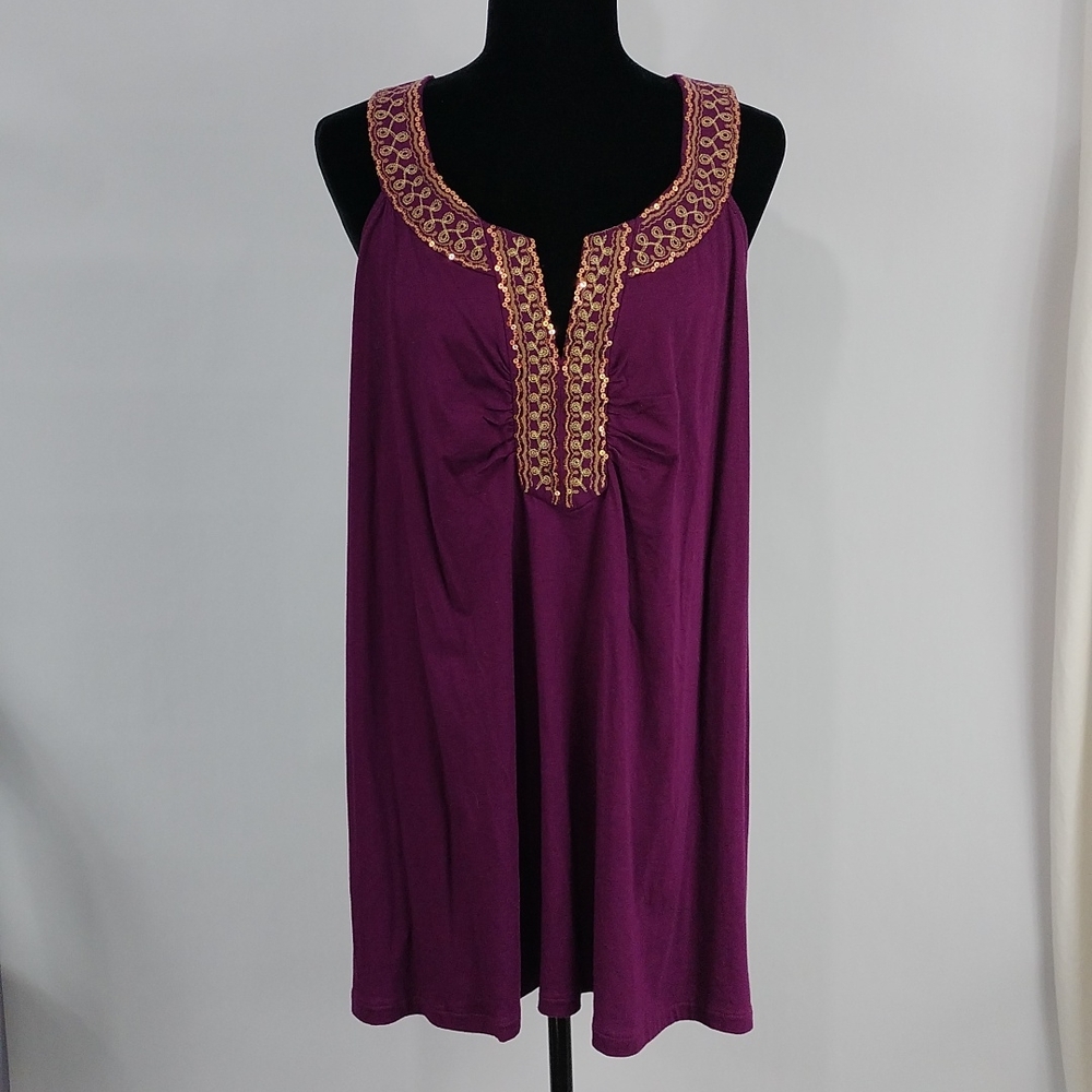 Lane Bryant Embroidery and Sequin Embellished Tank